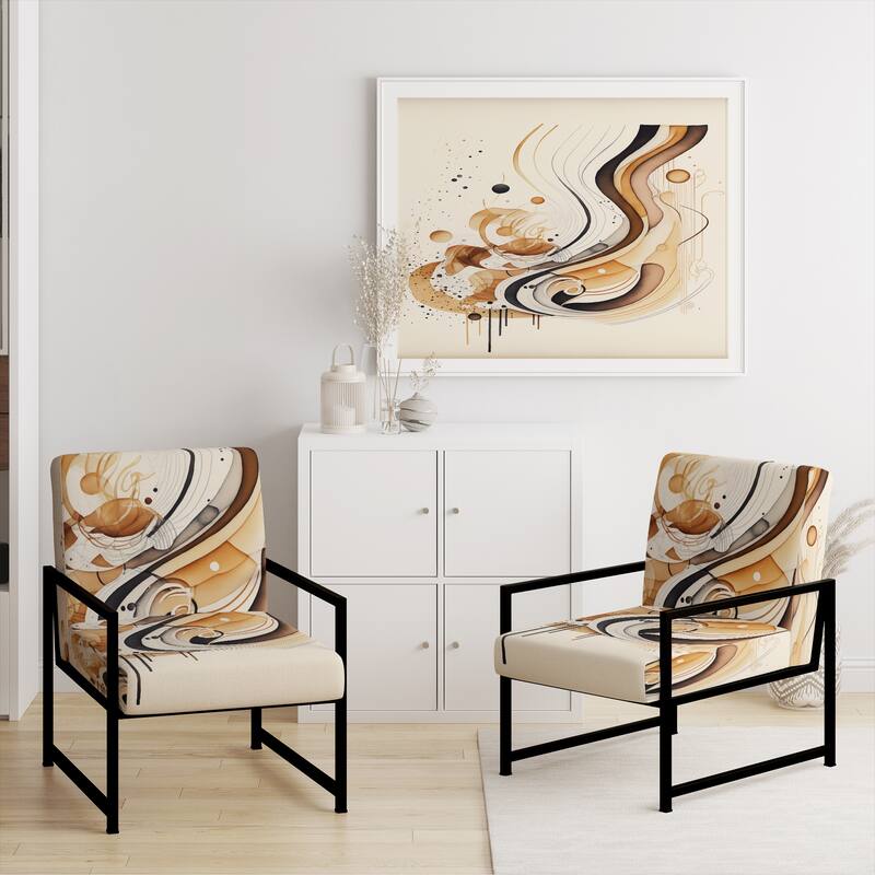 Designart "Brown And Black Movement IV" Upholstered Modern & Contemporary Accent Chair and Modern & Contemporary Arm Chair