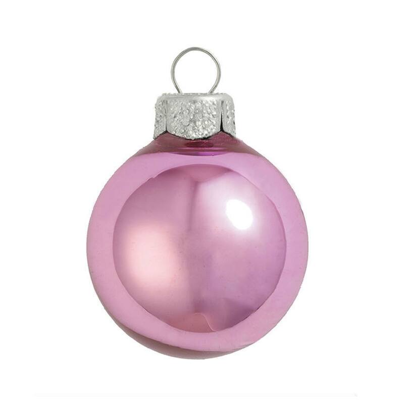 Shiny Finish Glass Christmas Ball Ornaments 2.75" (70Mm) Pink 12Ct