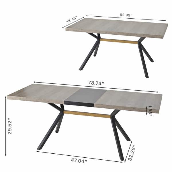 Retro Rectangular Dining Table with Carole Top and Black Embossed ...