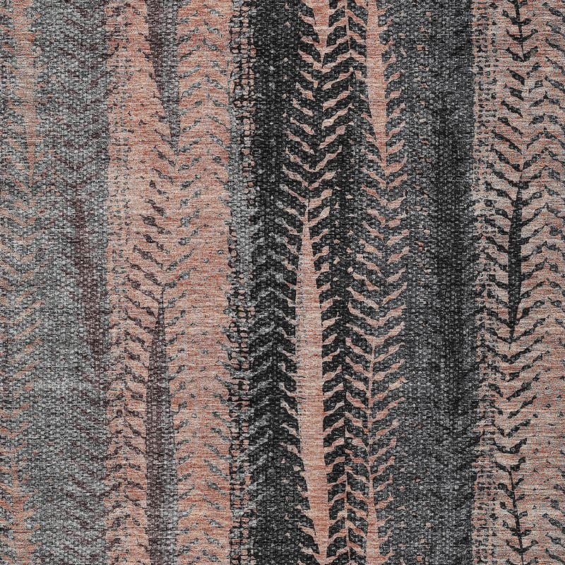 HomeRoots Botanical Leaves Transitional Rectangle Outdoor Rug
