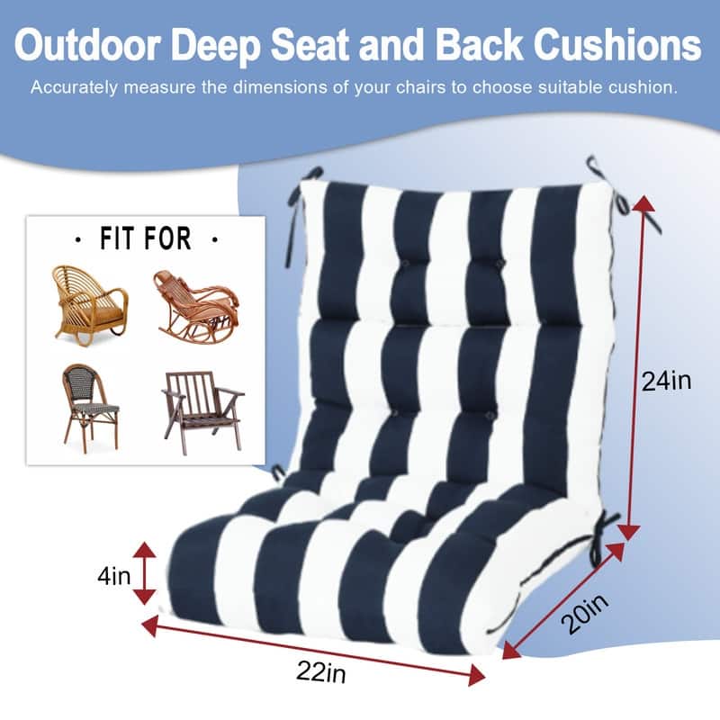 2 Pcs Set High Back Patio Chair Cushions, 44'' x 22''x 4''Tufted Rocking Chair Cushions, for Garden Porch Home Office Chair Use