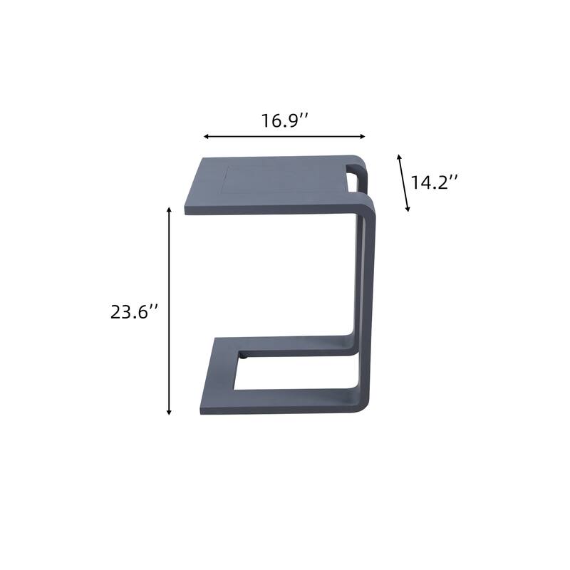 2-Piece Black Outdoor Sofa Set with Tray Table