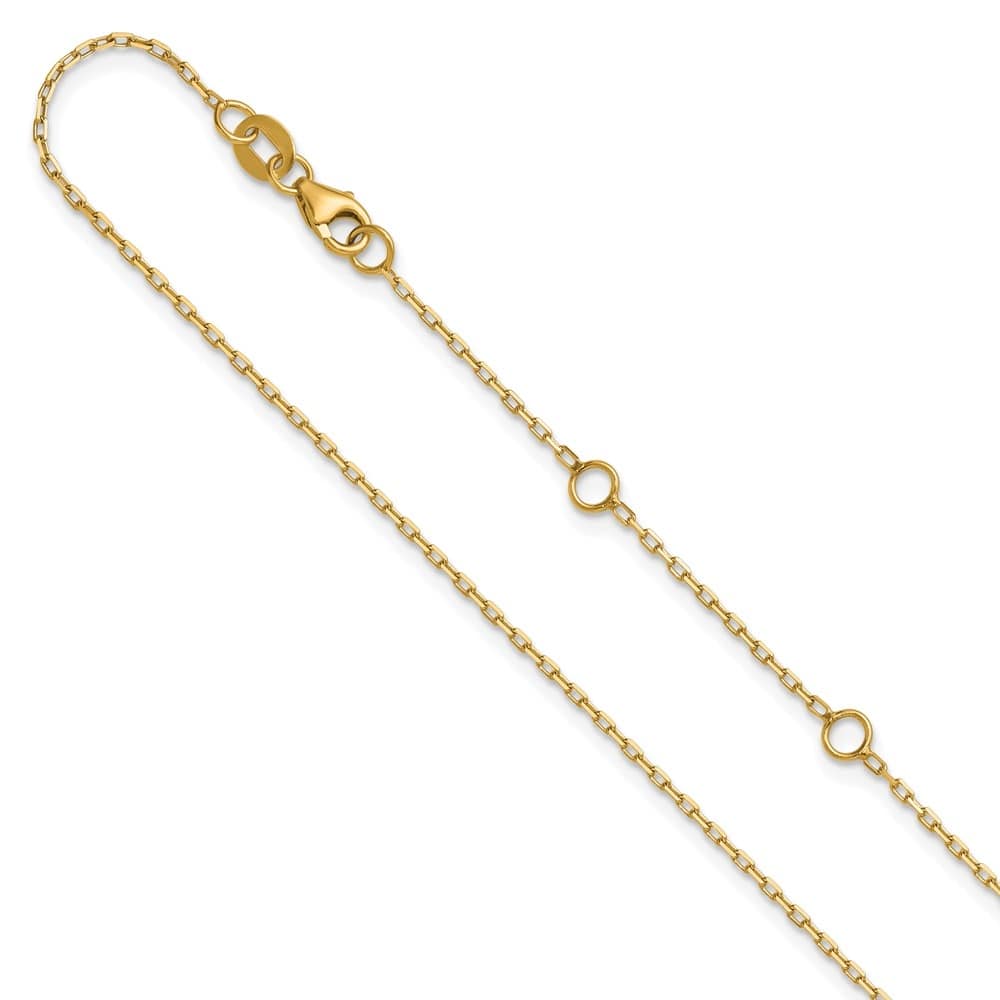 Curata Solid 18k Solid Gold Italian Diamond-Cut 1.15mm Open Elongated Cable Necklace