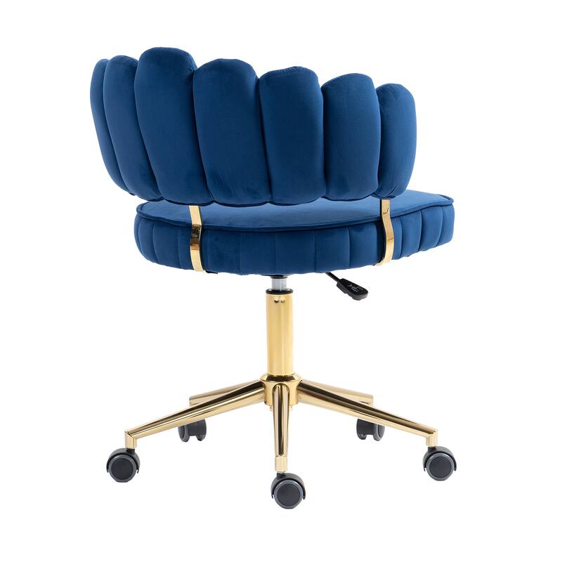 Velvet Home Office Desk Chair, Height Adjustable Task Chair, Armless Single Chair with Wheels, 360° Swivel Vanity Chair - N/A