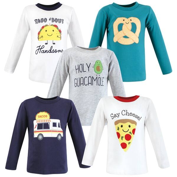 slide 1 of 1, Hudson Baby Infant Boy Long Sleeve T-Shirts, Fun Food 12-18 Months - Fun Food