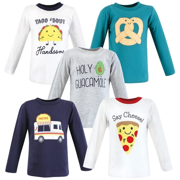 slide 1 of 1, Hudson Baby Toddler Boy Long Sleeve T-Shirts, Fun Food 2T - Fun Food
