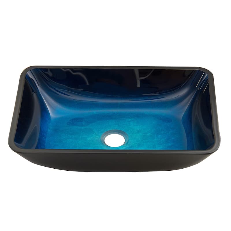 VIGO Donatello 18"L x 13"W x 4"H Glass Rectangular Vessel Bathroom Sink - Turquoise