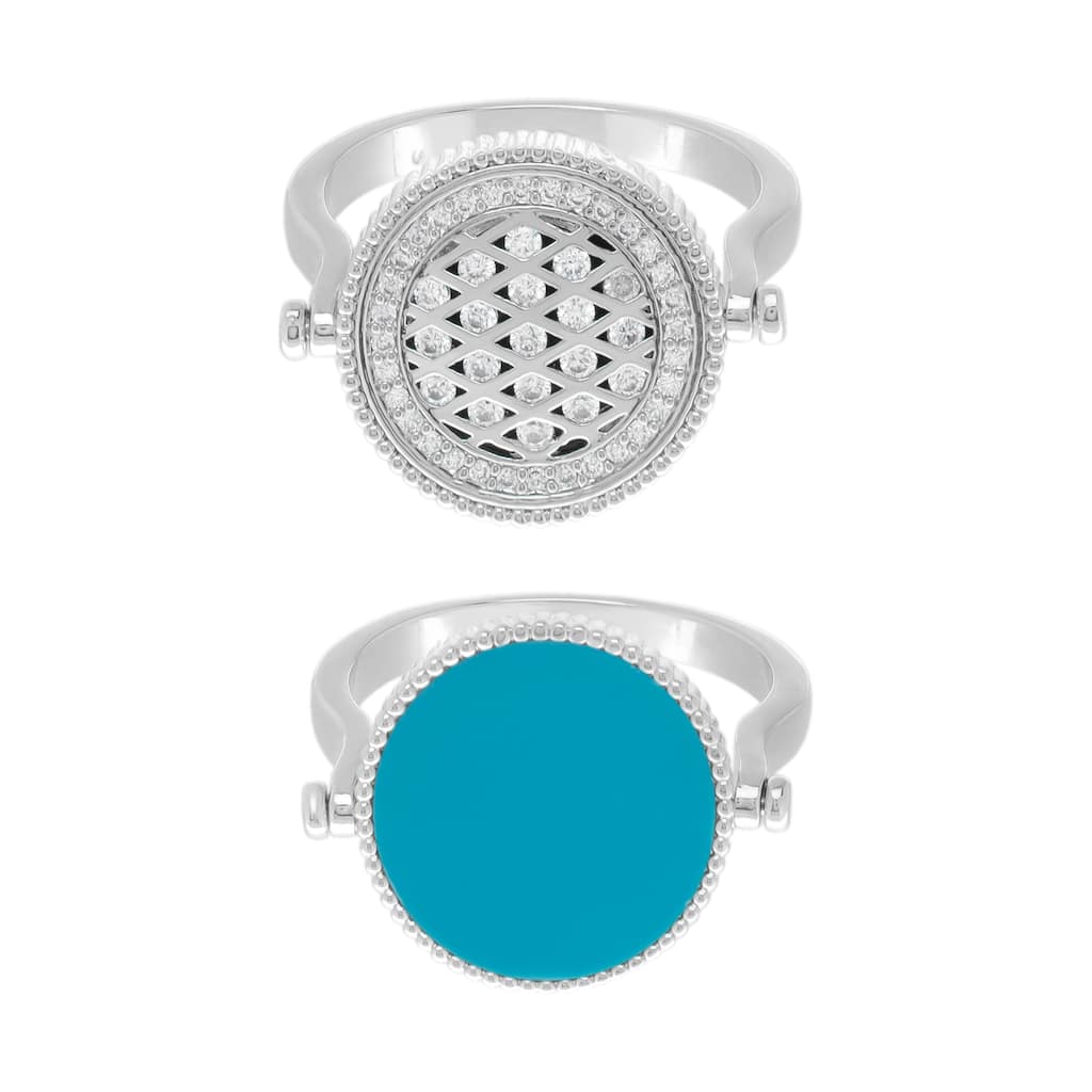 Victoria Townsend Fine Silver Plated Turquoise & Cubic Zirconia Flip Ring.
