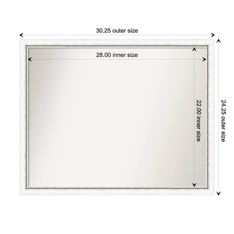 Morgan Non-Beveled Wood Framed Wall Mirror - Morgan White Silver - Glass Size 28x22