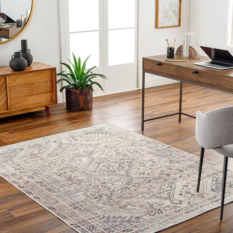 Livabliss Traditional Amelie Medallion Washable Area Rug