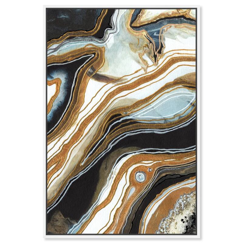 Art Remedy Black And Gold I Framed Mineral, Agate & Geode 1 Piece Canvas Wall Art - 37 x 55 - White
