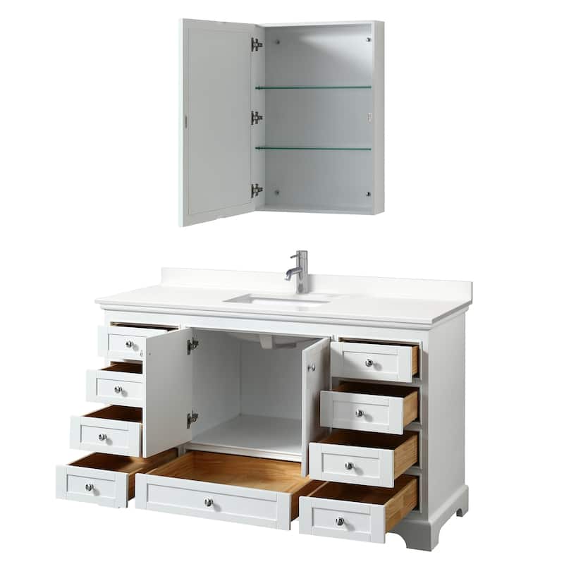 Deborah 60-inch Single Vanity, Quartz Top, Medicine Cabinet
