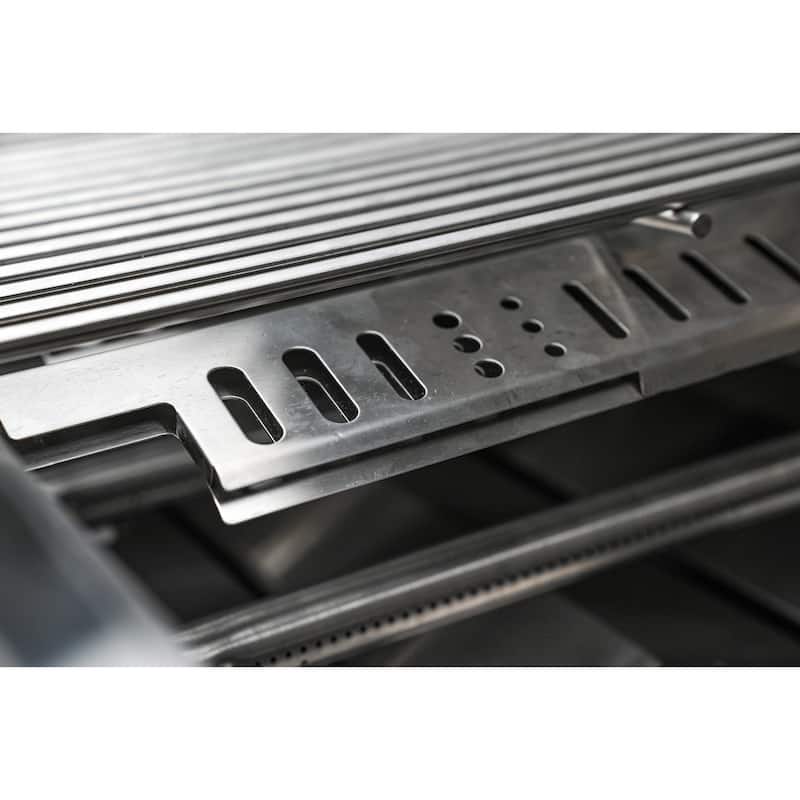 Mont Alpi MAi805-BSSBEVFC 6-Burner Black Stainless Steel Modular Outdoor Kitchen Island Grill + Beverage Center + Fridge Cabinet