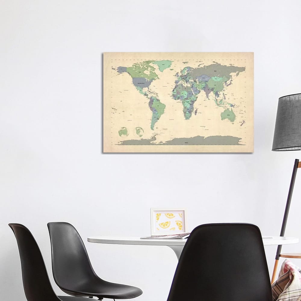 iCanvas "Map of The World VI" by Michael Tompsett Canvas Print