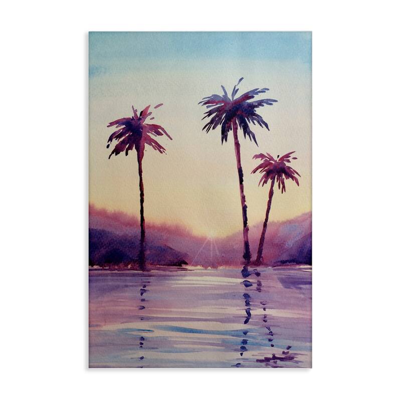 Stupell Purple Hued Palm Trees Canvas Wall Art Design By Stephanie Fielden - 16 x 24