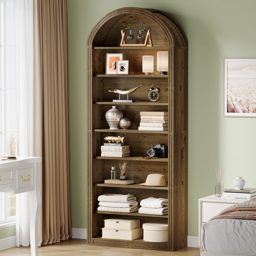 79.53" Tall Modern Arched Bookcase