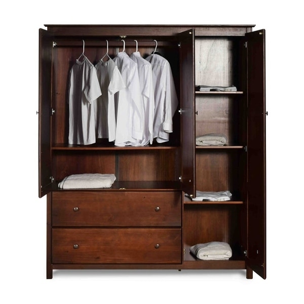 Wardrobe armoire bedroom storage cabinet deals closet cherry finish furniture sale