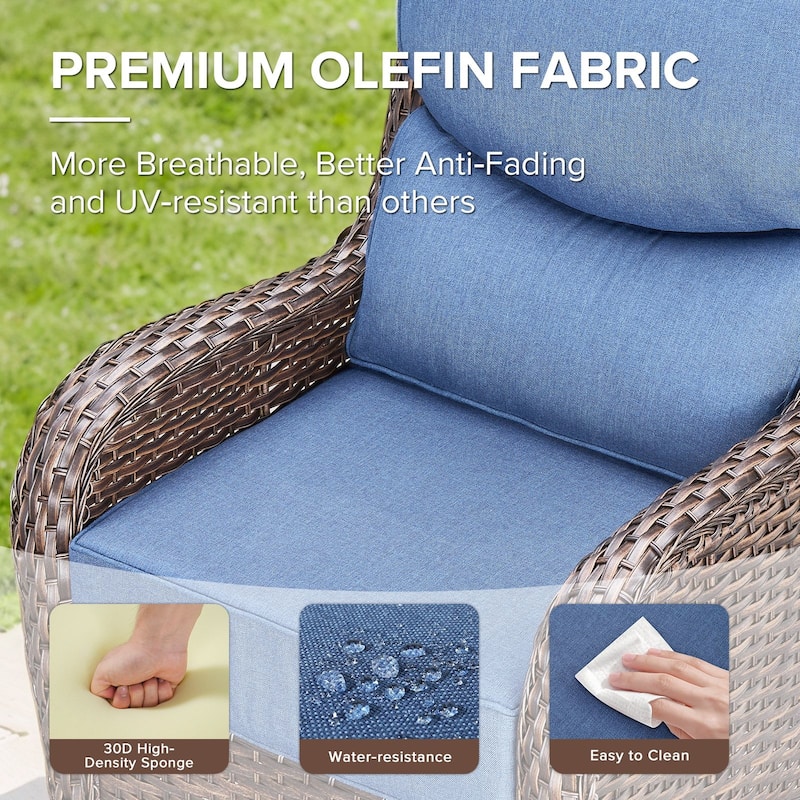 Gymojoy 3-Piece Patio Swivel Glider Chair Set with Side Table, 6-Inch Ultra-Plush Cushions & Water-Resistant Olefin Fabric