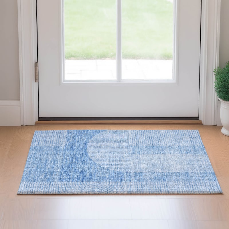 Premium Washable Super Soft Modern Deco Mayfield Rug - Blue - 1' 8" x 2' 6" - Rectangle