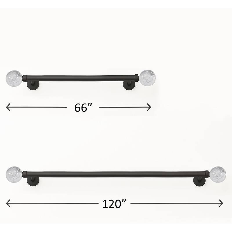 Clear Ball Bubbles Black Modern Curtain Rod For Windows (66" - 120") - 66" - 120" inches