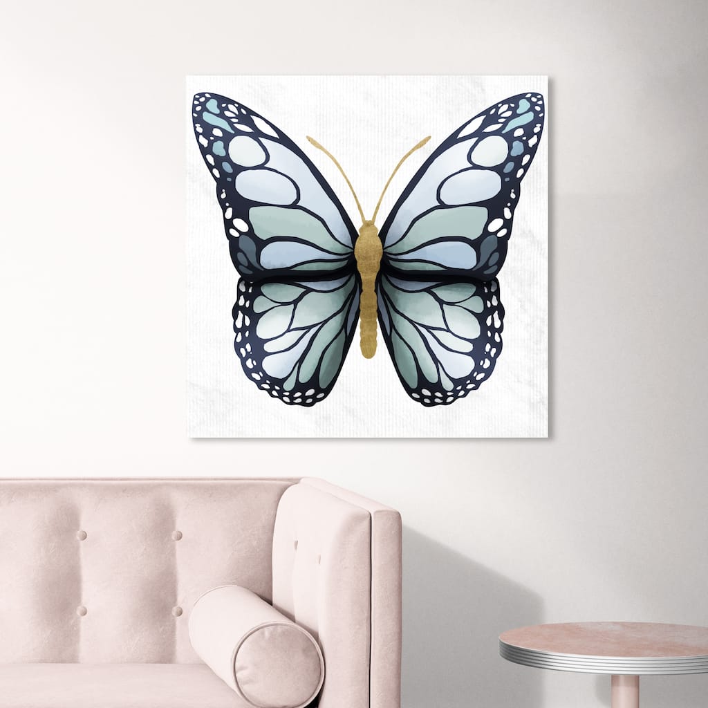 Oliver Gal Animals Wall Art Canvas Prints 'Azure Butterfly' Insects - Blue, Gold