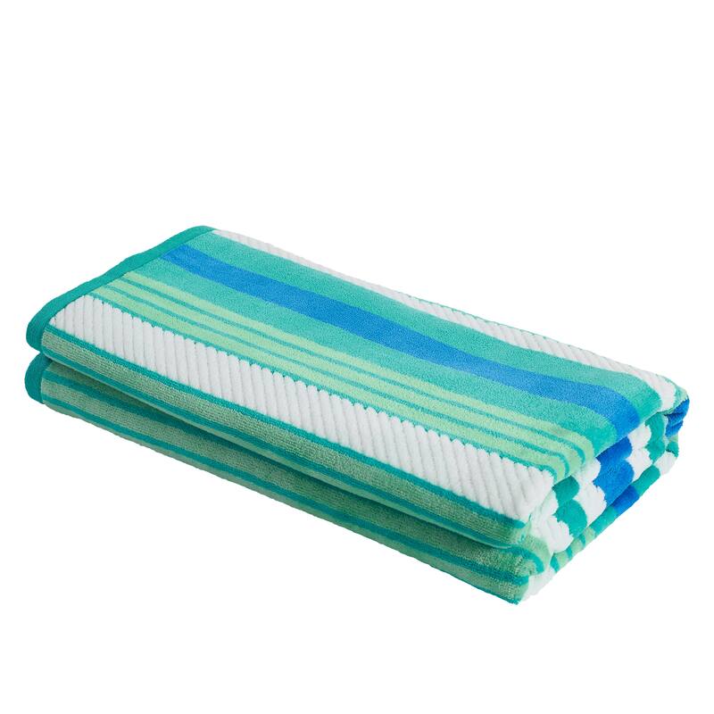 Superior 100% Cotton Rope Textured Oversized Beach Towel Set of 2 - 34 x 64