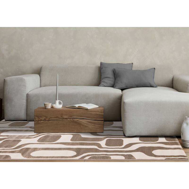 Leonardo Grey Modern Abstract Area Rug