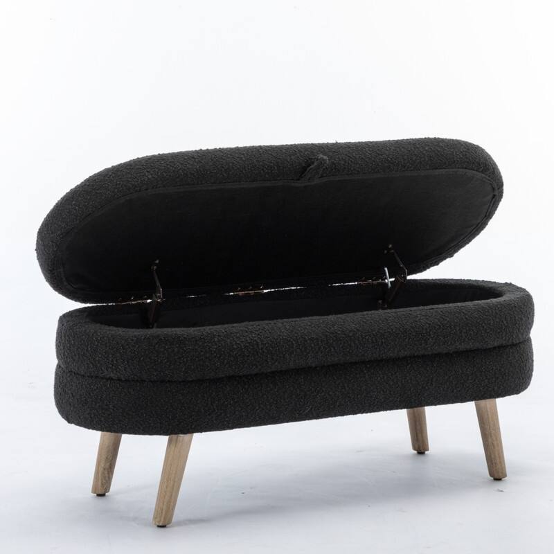 44.88" Seat Widths Soft Boucle Storage Ottoman Footrest Stool