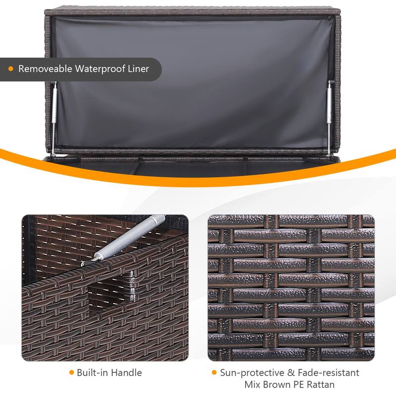 Gymax 50 Gallon Patio PE Wicker Storage Box Rattan Deck Bin w/
