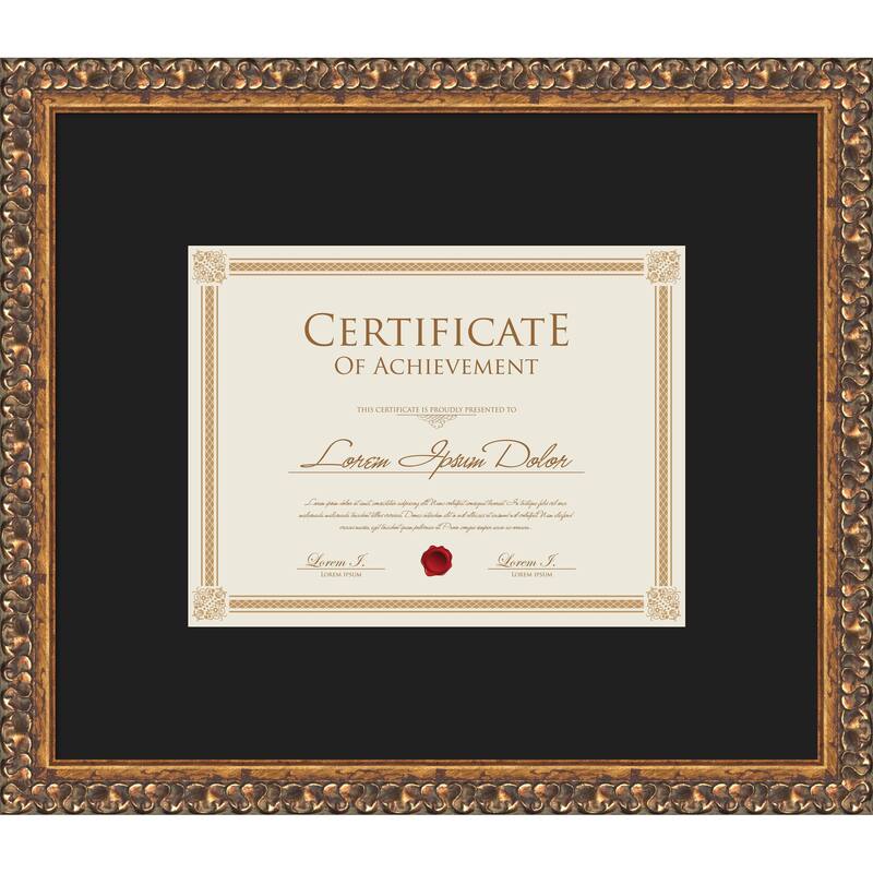 Antique Bronze Framed Picture Frame, Photo Frame - 17x14.5 Matted Black 11x9