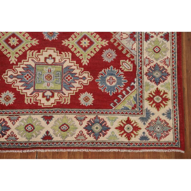 Red Kazak Area Rug Hand-Knotted Traditional Wool Carpet - 5'1" x 6'5"
