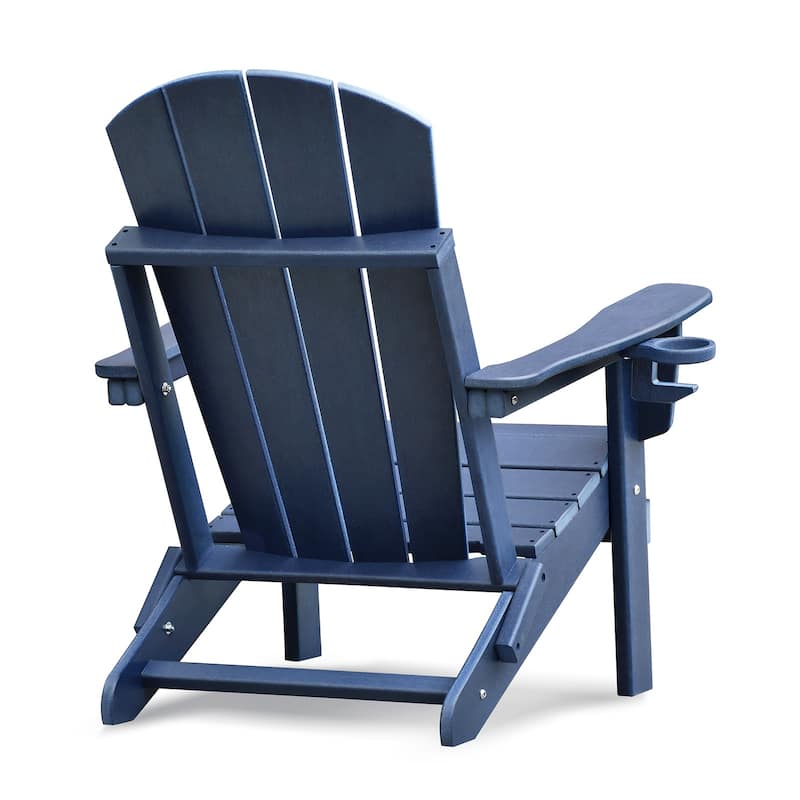 Folding Outdoor Adirondack Chair for Relaxing, HDPE All-weather Fire Pit Chair, Patio Lawn Chair for Deck, Garden, Backyard