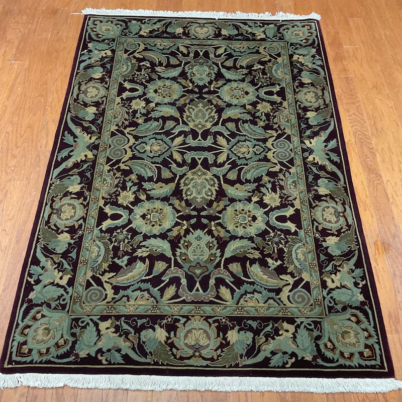HERAT ORIENTAL Handmade William Morris Wool Rug - 4'2" x 6'2"