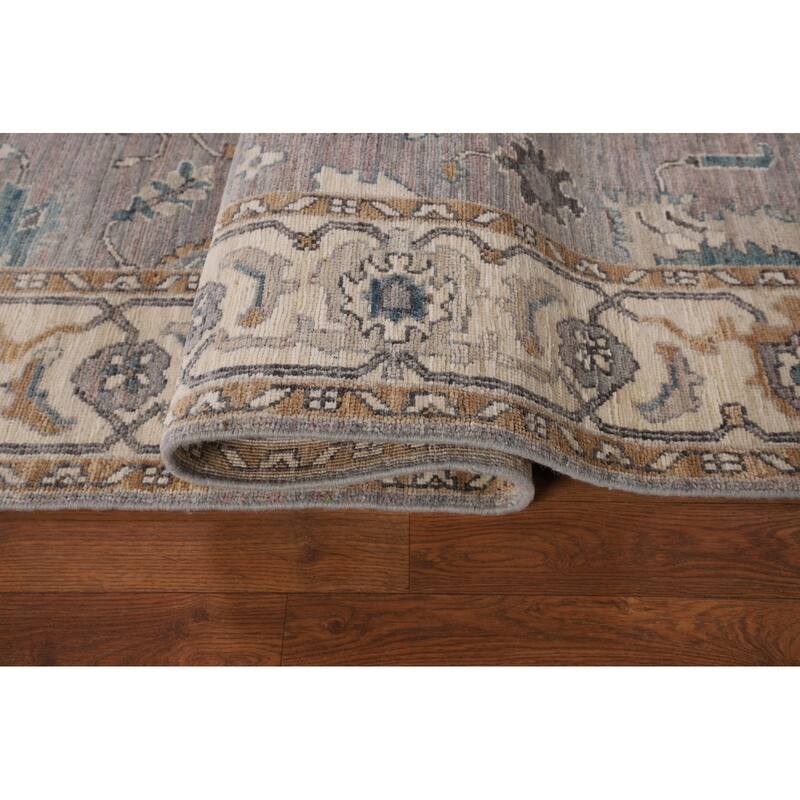 Gray Turkish Oushak Vegetable Dye Area Rug Hand-Knotted Wool Carpet - 5'10"x 8'6"