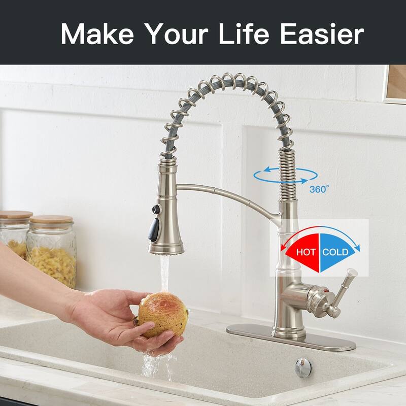WIZ Single Handle Pull-Down Sprayer 3-Spray Kitchen Faucet