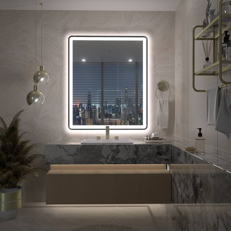 UL Certified Front & Back LED Anti-Fog Tempered Glass Framed Bathroom/Vanity Mirror 3-Year Warranty