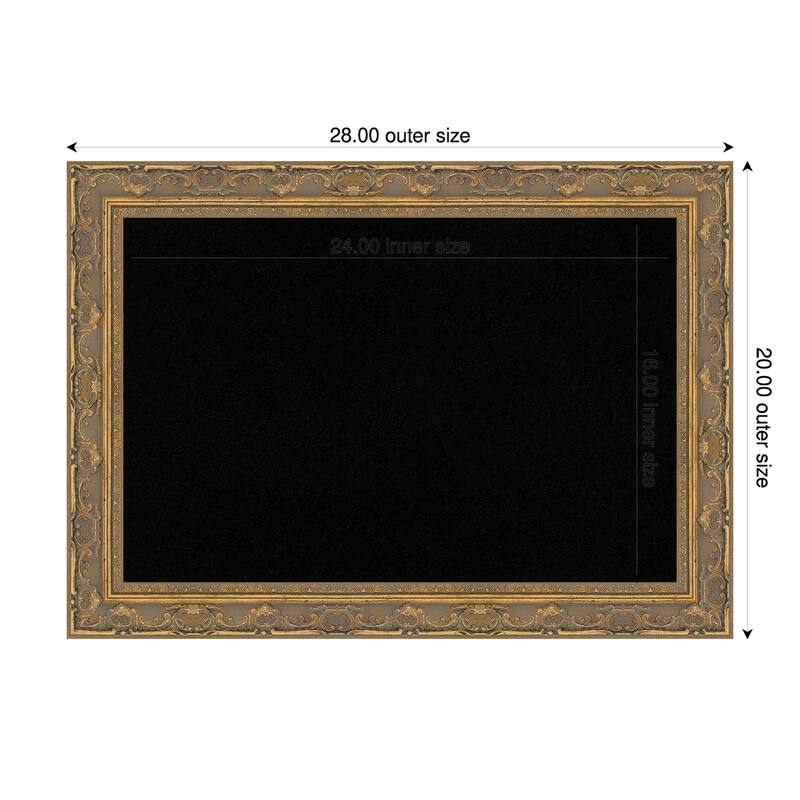Filigree Gold Framed Cork Board - Bulletin Board, Organization Board, Pin Board - Black - 28 x 20 in
