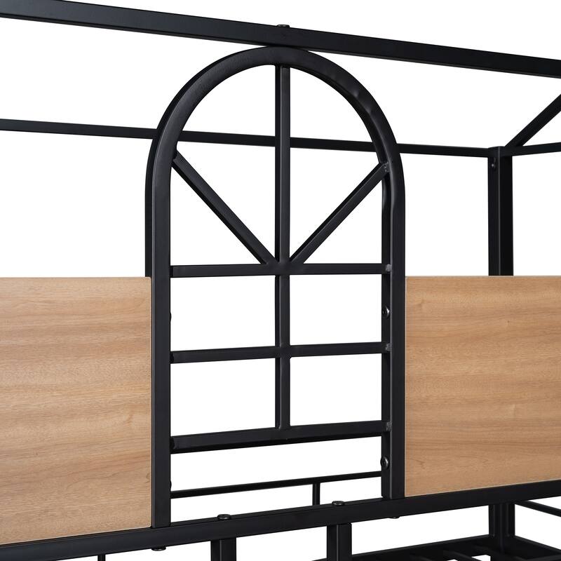 Modern Twin Over Twin Metal Bunk Bed with Slide for Children's Bedrooms, Small Space
