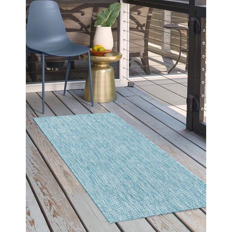 Outdoor Amsterdam Collection Area Rug - Aquamarine - 2'x6'