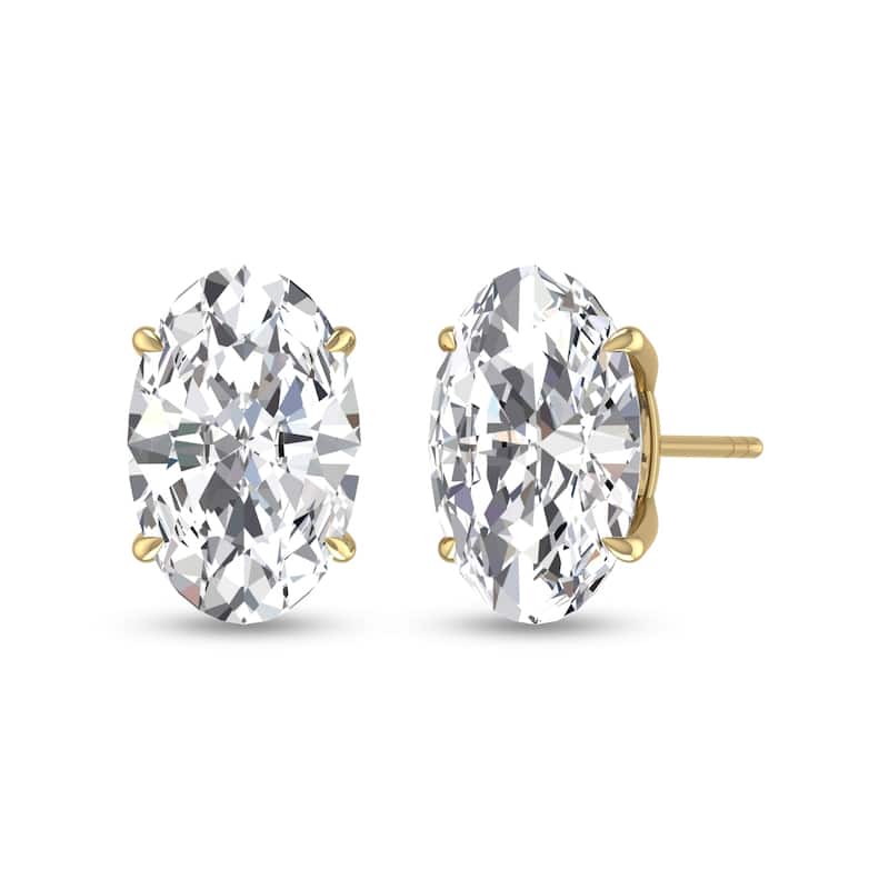 Marquee Lab Grown 1/2 Carat Oval Solitaire Diamond Earrings in 14K Yellow Gold