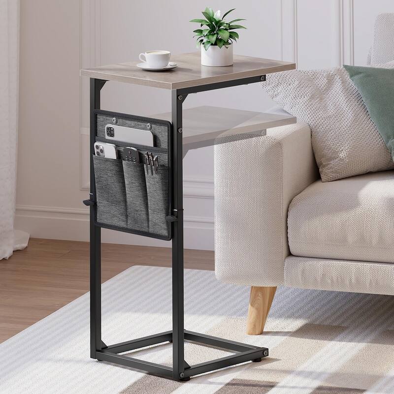 C Shaped End Table - 16"D x 12"W x 33"H - Greige