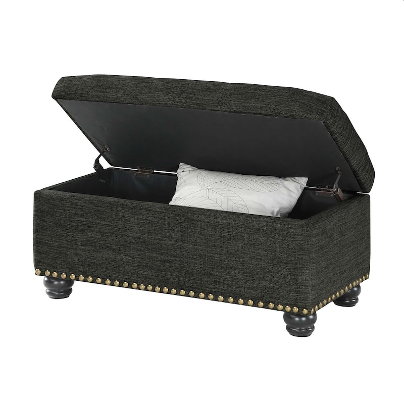 Storage Ottoman - Elegant Upholstered Design with Hidden Storage Compartment for Bedroom or Living Room