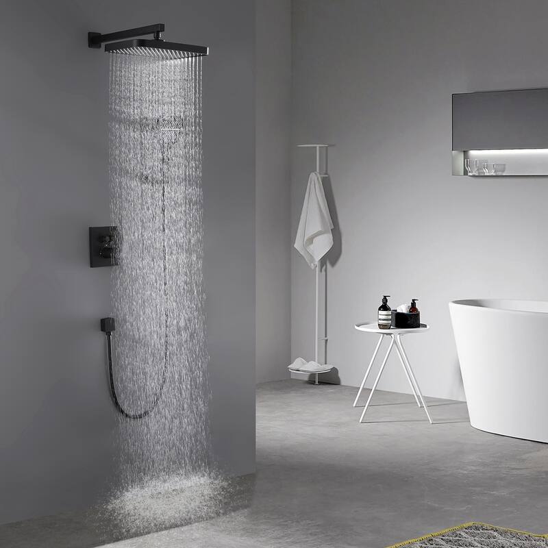 Matte Black shower heads Two-way thermostatic shower system - 13.78"*19.09" - Black