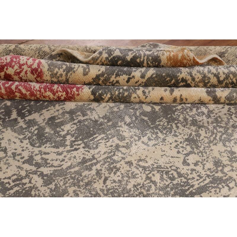 All-Over Abstract Oriental Area Rug Hand-Knotted Wool Carpet - 6'5" X 9'4"