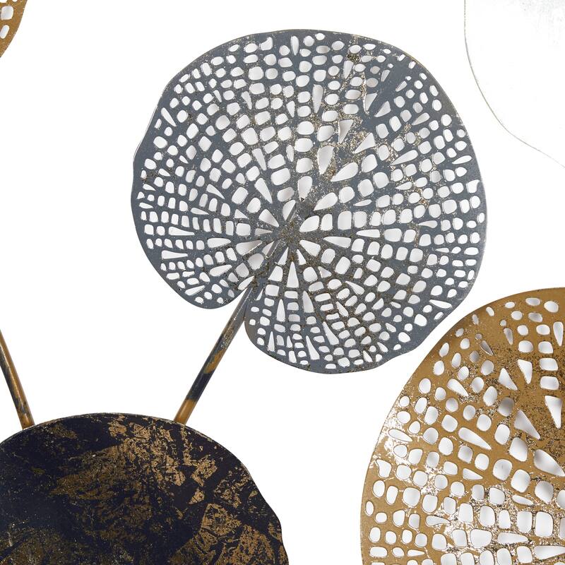 Metal Floral Cutout Wall Decor with Gold Foil Accents - Blue - Roche River Decor