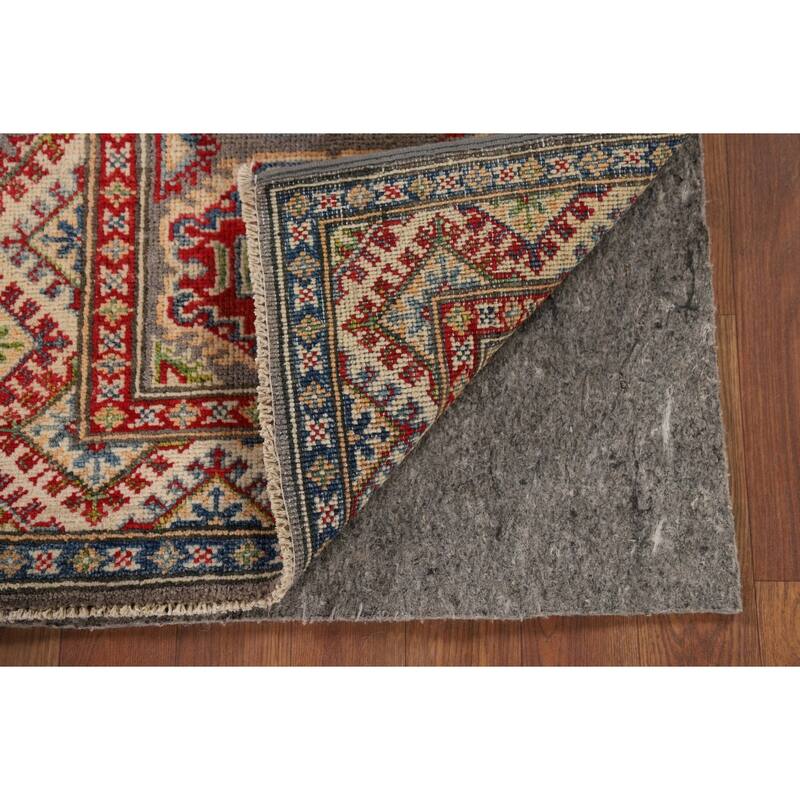 Hand Knotted Oriental 100% Wool Carpet Traditional Geometric Beige & Ivories Kazak Area Rug - 3' 0'' X 2' 0''