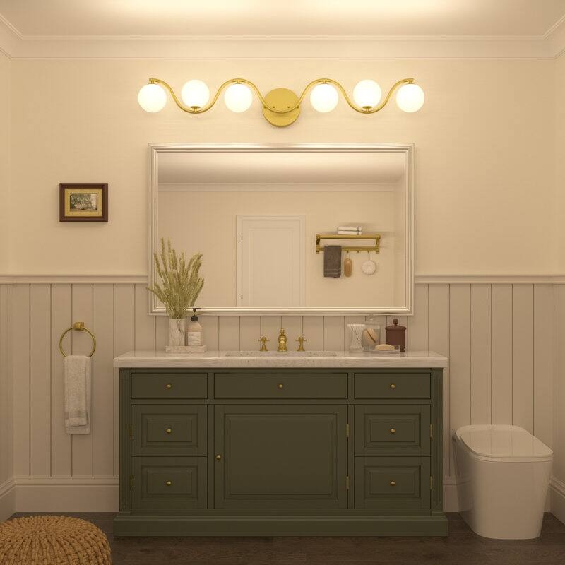 Acroma - 6 Light Gold Steel Dimmable Wavy Vanity Light - N/A