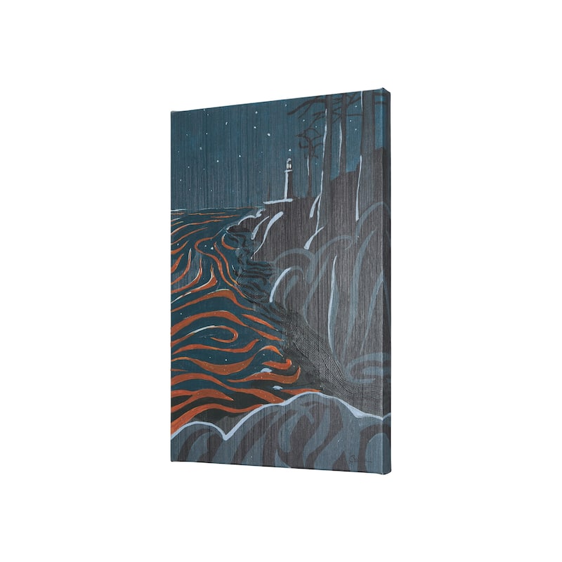 Sea Bay At Night III (20 x 30 ) Canvas Art Print