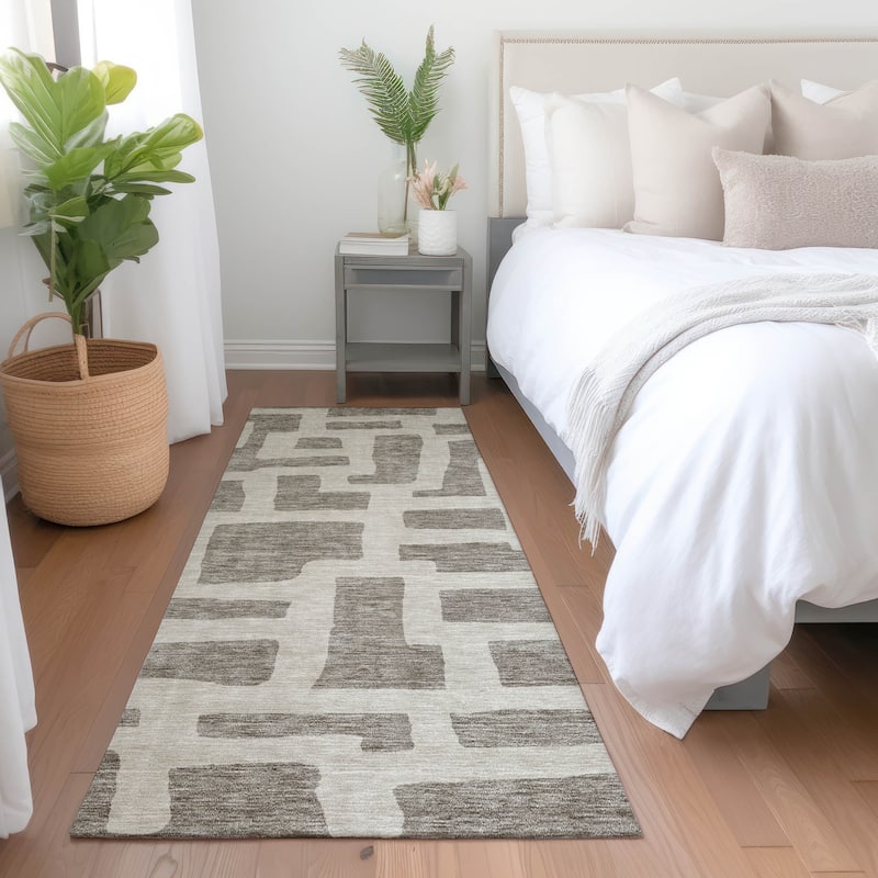 Premium Washable Super Soft Geo Maze Mayfield Rug - Taupe - 2'3" x 7'6"