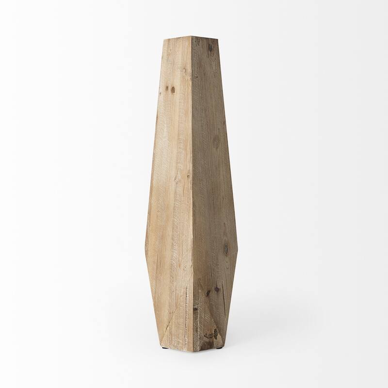 HomeRoots 9" Natural Abstract Cylinder Solid Wood Table Vase